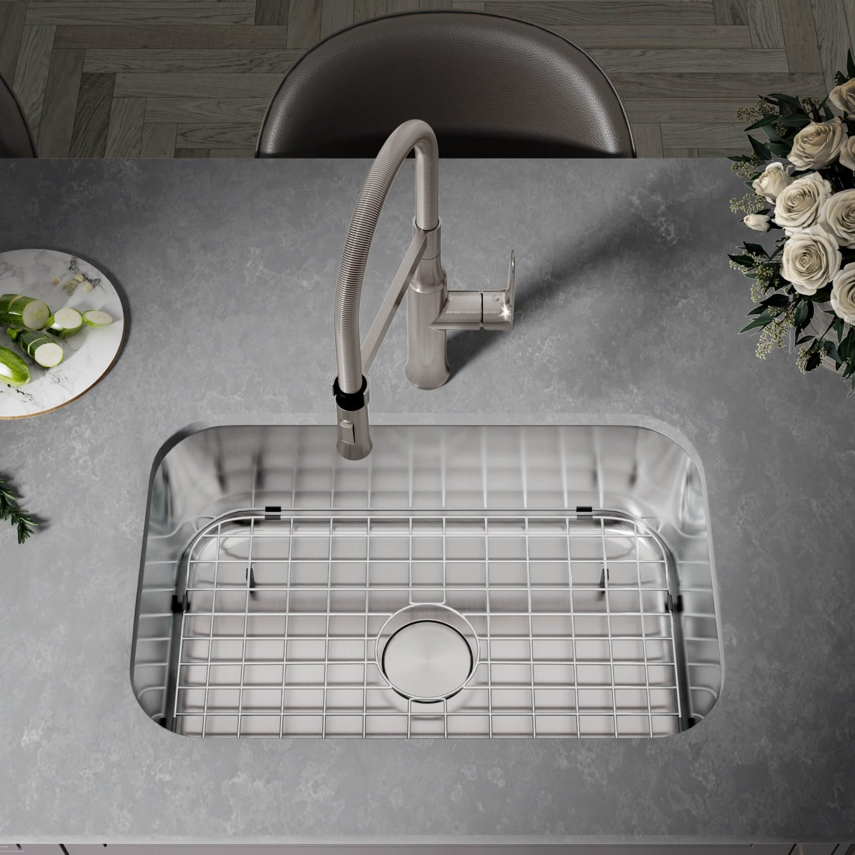 31" Large Undermount Stainless Steel Single Bowl Kitchen Sink, KSN-3118-9-S