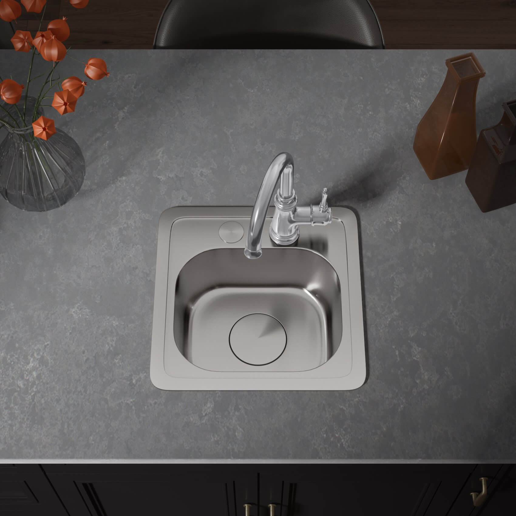 Goose Neck Single Handle Bar Faucet in Chrome, BAR-7260-C