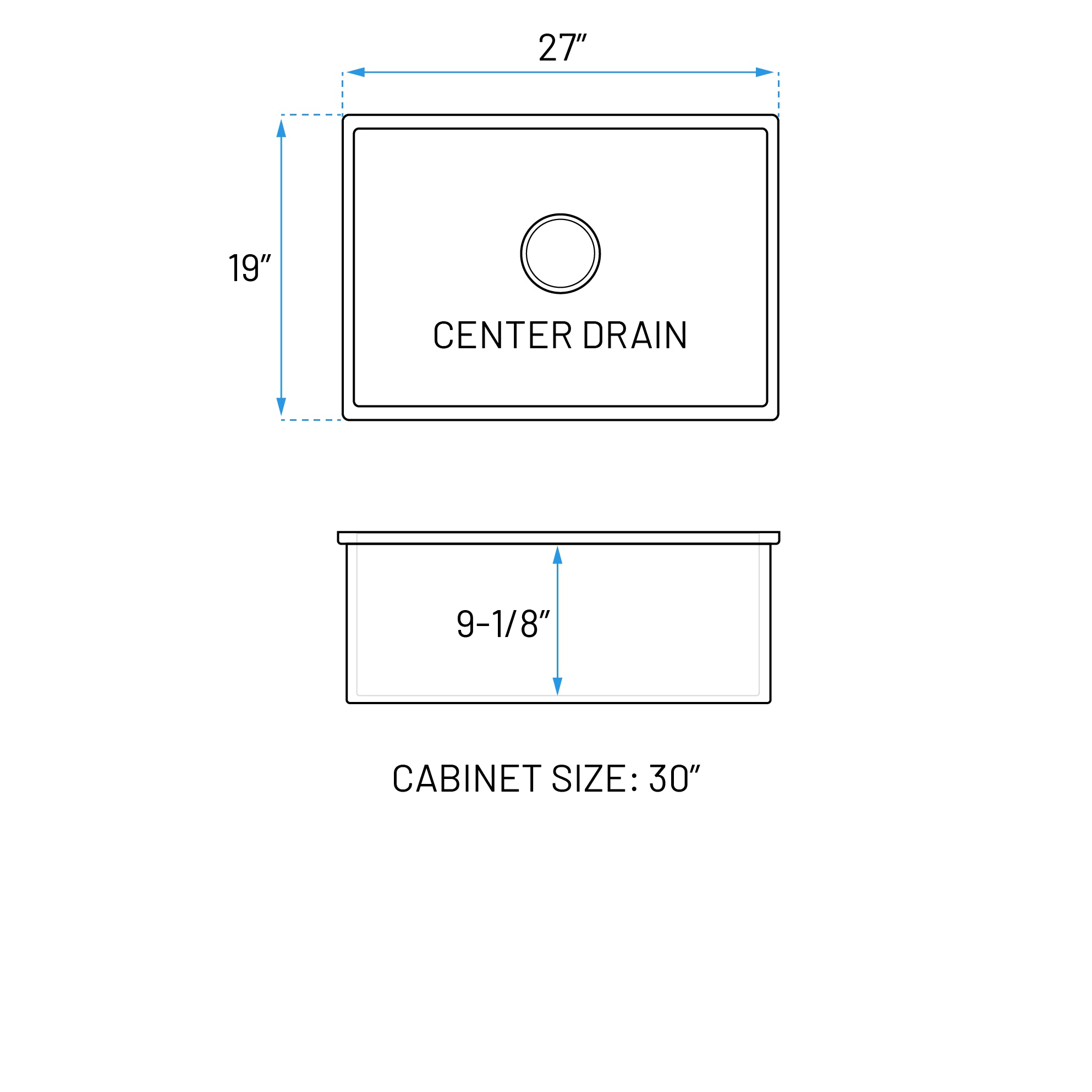 27 x 19" White Fireclay Dual Mount Single Bowl Kitchen Sink, FC-2719-S