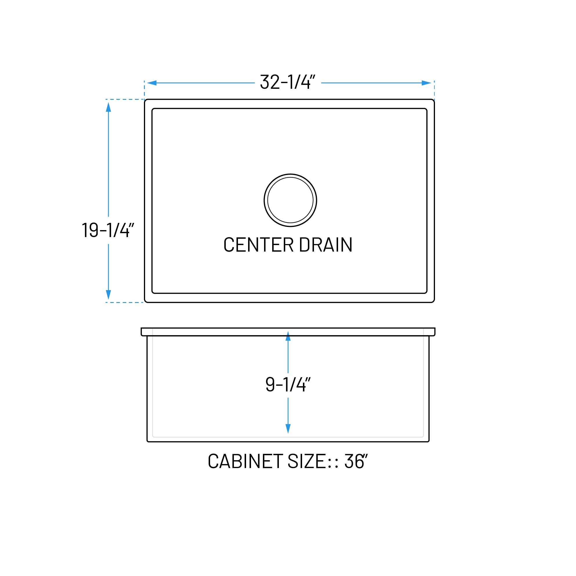 32 x 19" White Fireclay Dual Mount Single Bowl Kitchen Sink, FC-3219-S