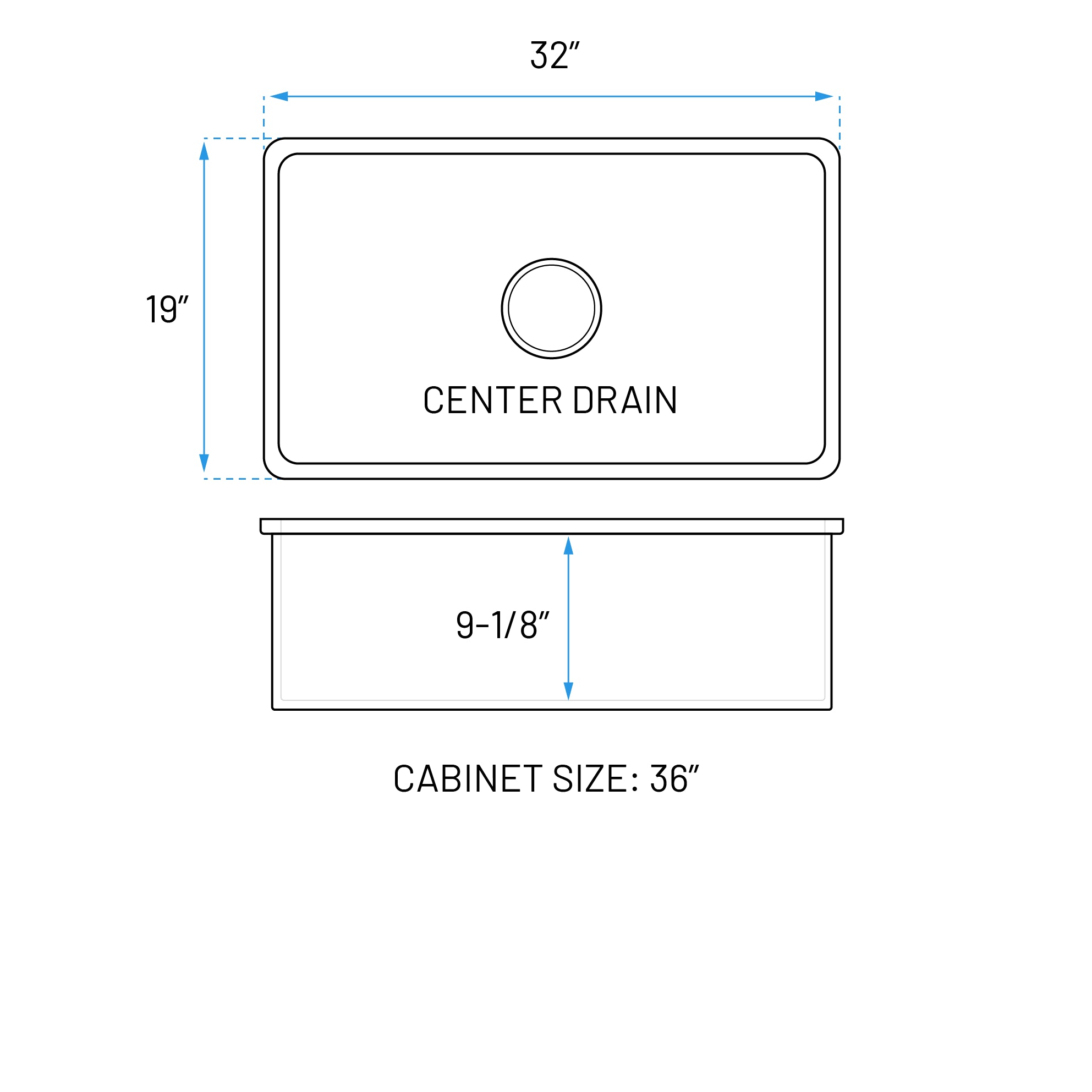32 x 19" White Fireclay Dual Mount Single Bowl Kitchen Sink, FC-3219-S