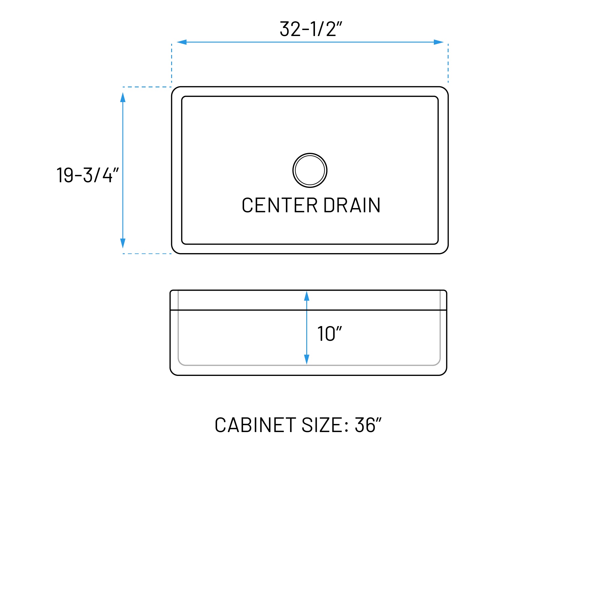 32" Reversible White Fireclay Farmhouse Single Bowl Kitchen Sink, FC-3220-S