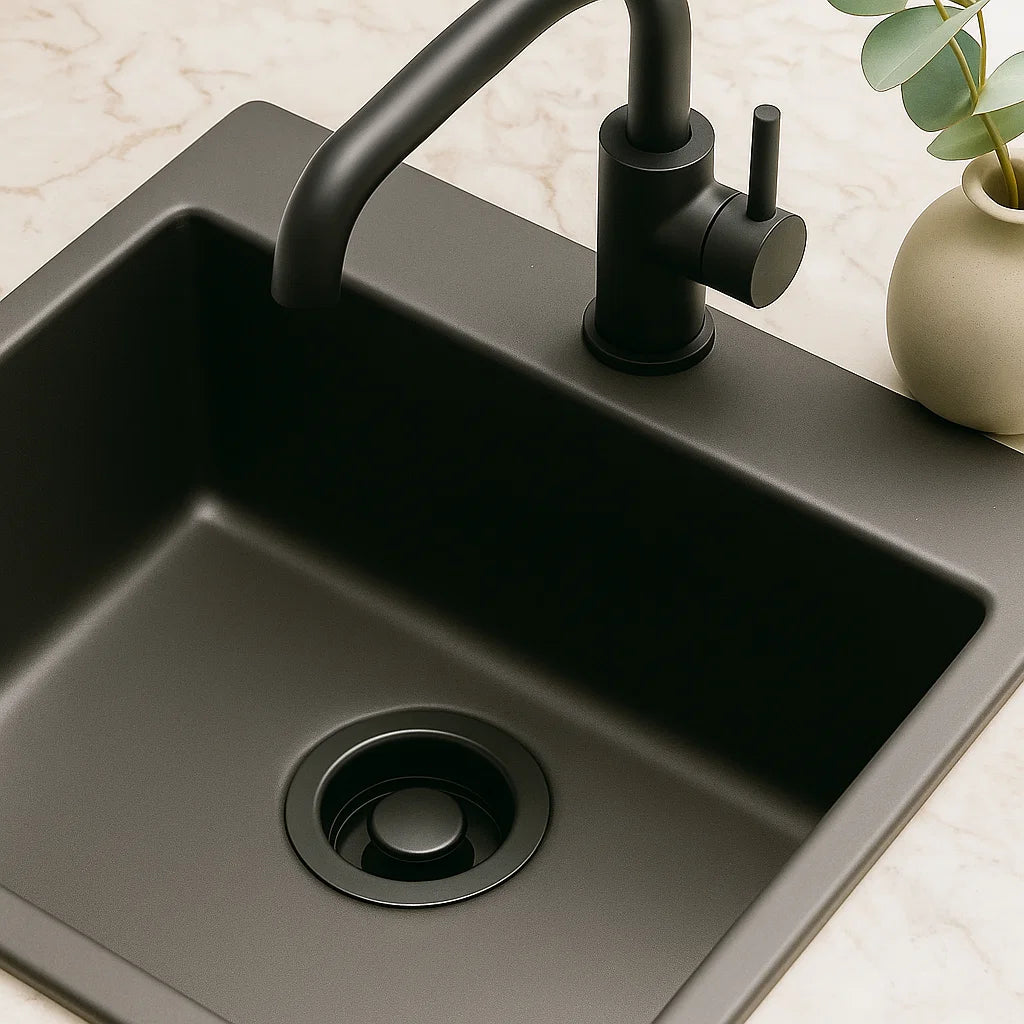 3-1/2" Matte Black Stainless Steel Garbage Disposal Flange, GF-330-BL