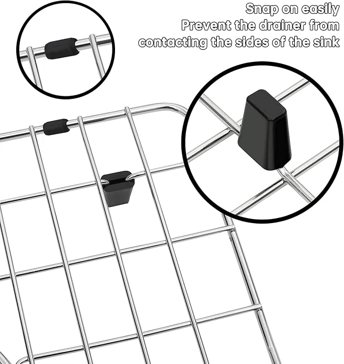 8-Pack Black Replacement Feet Protectors for Sink Grid, AL6-13