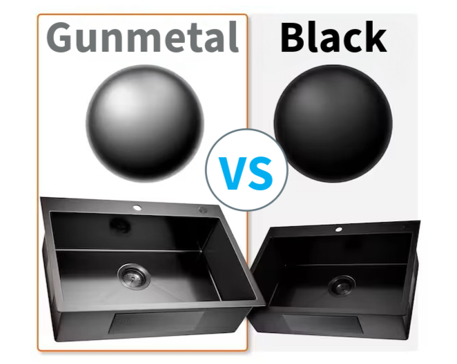 30" Undermount Gunmetal Black Stainless Steel Single Bowl Kitchen Sink, KH-3018-10-S-R15-GM