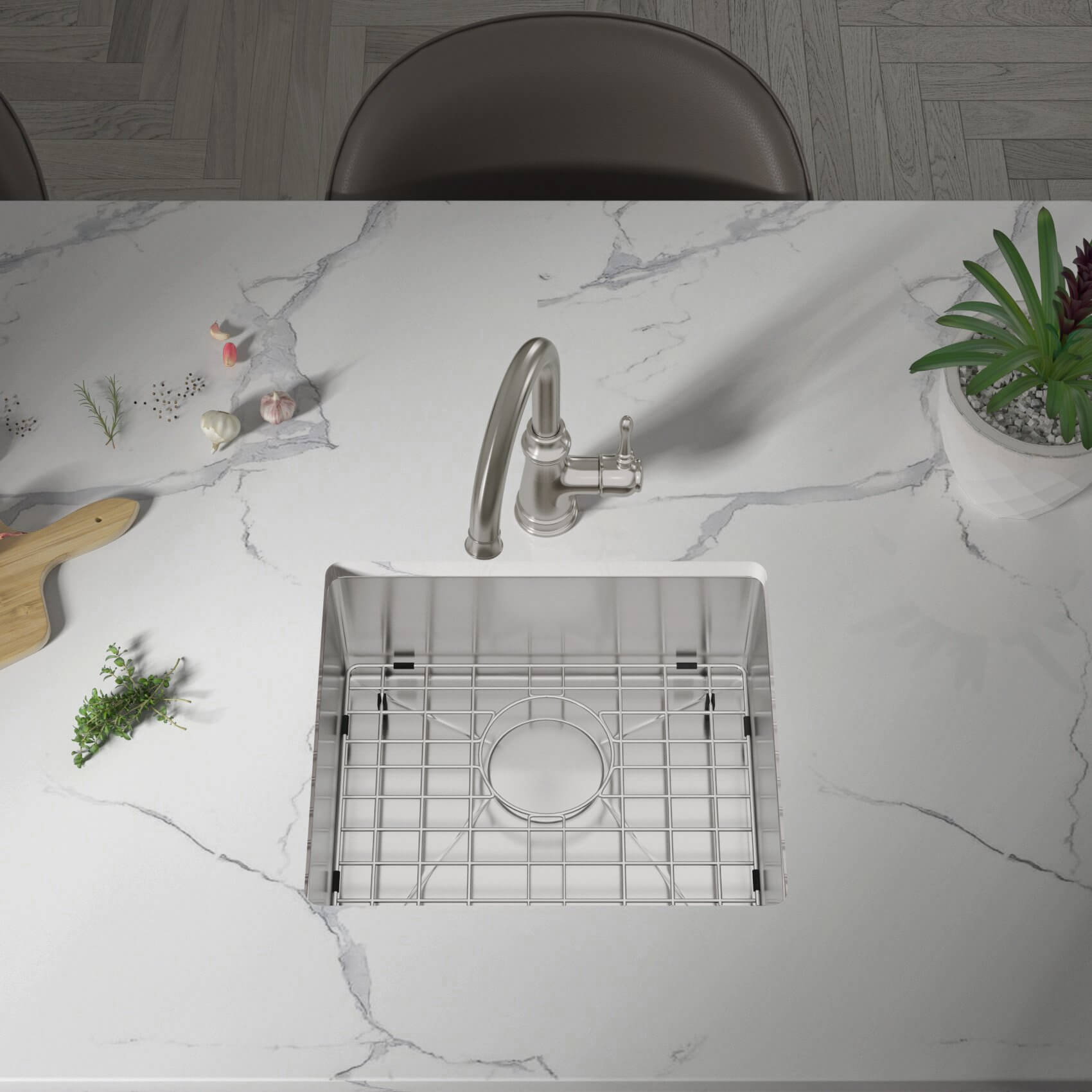 15" Undermount Stainless Steel Single Bowl Bar Sink, KH-1518-9-S-R0