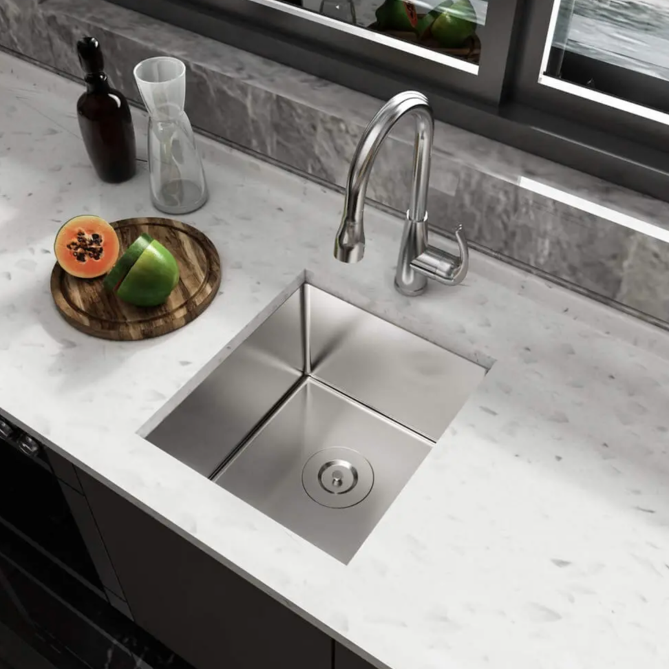 17" Undermount Stainless Steel Deep Bar and RV Sink, KH-1717-10-S-R15