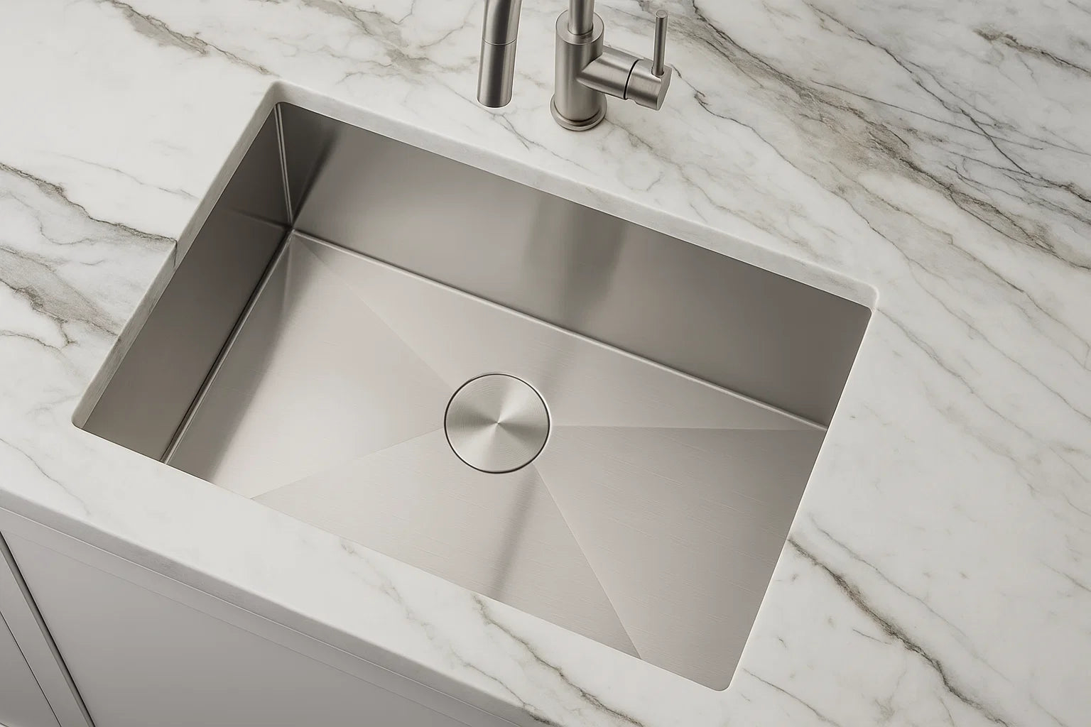 25" Zero Radius Undermount Stainless Steel Single Bowl Kitchen Sink, KH-2518-9-S-R0