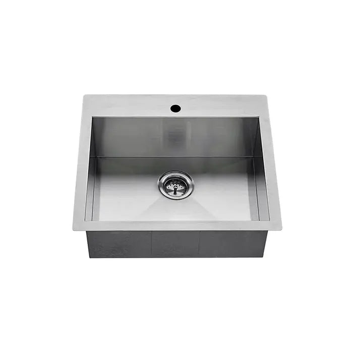 25" Dual-Mount Stainless Steel 1-Hole Single Bowl Kitchen Sink, KH-2522-9-S-R0-DM
