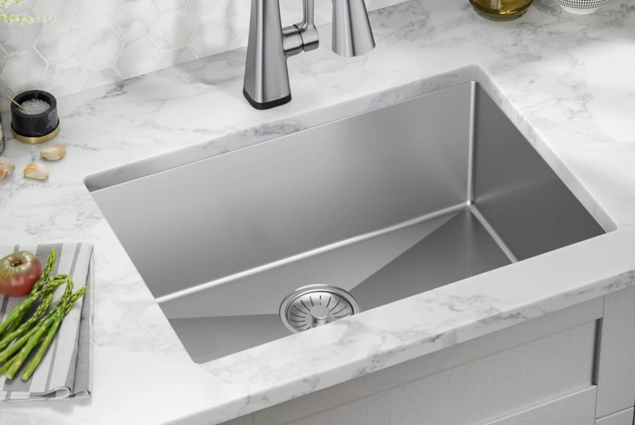 26" Undermount Stainless Steel Deep Single Bowl Kitchen Sink, KH-2618-10-S-R15