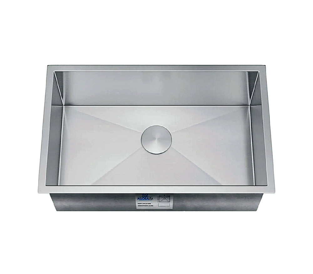 30" Zero Radius Undermount Stainless Steel Single Bowl Kitchen Sink, KH-3018-10-S-R0