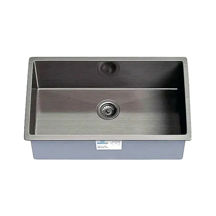 27" Undermount Gunmetal Black Stainless Steel Single Bowl Kitchen Sink, KH-2718-10-S-R15-GM