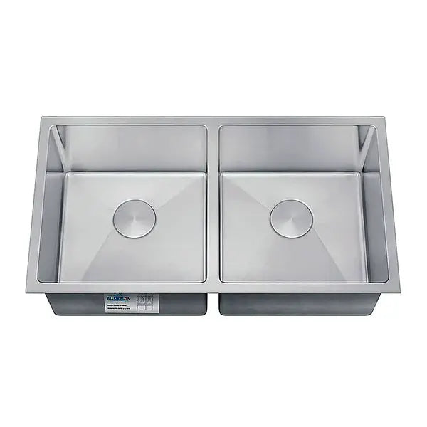 31" Large Double Bowl Undermount Stainless Steel Kitchen Sink, KH-3118-9-D-R20
