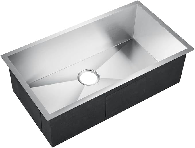 31" Large Zero Radius Undermount Stainless Steel Single Bowl Kitchen Sink, KH-3118-9-S-R0