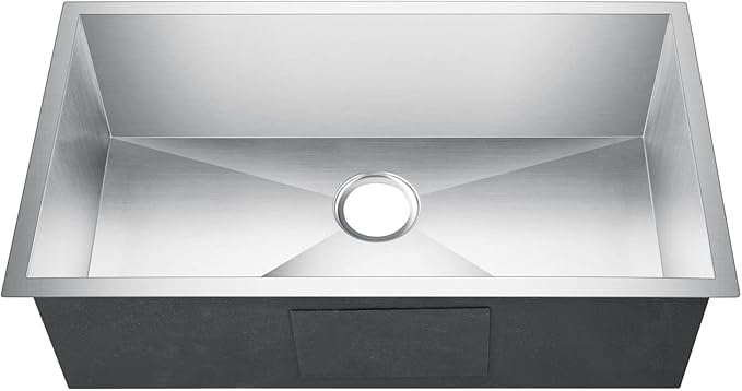 31" Large Zero Radius Undermount Stainless Steel Single Bowl Kitchen Sink, KH-3118-9-S-R0