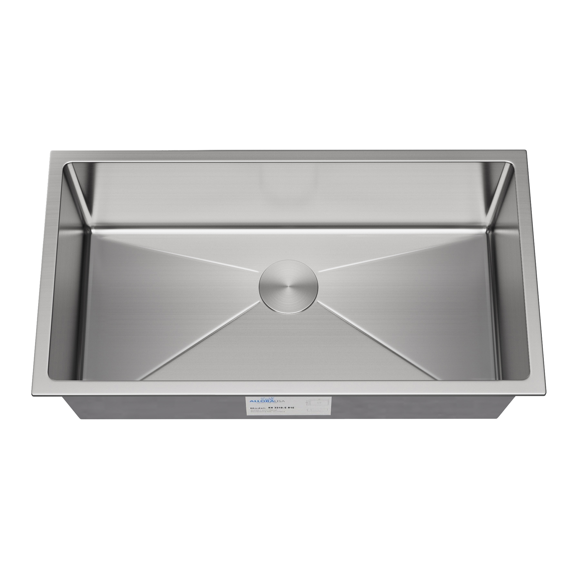 29" Undermount Stainless Steel Deep Single Bowl Kitchen Sink, KH-2918-10-S-R15