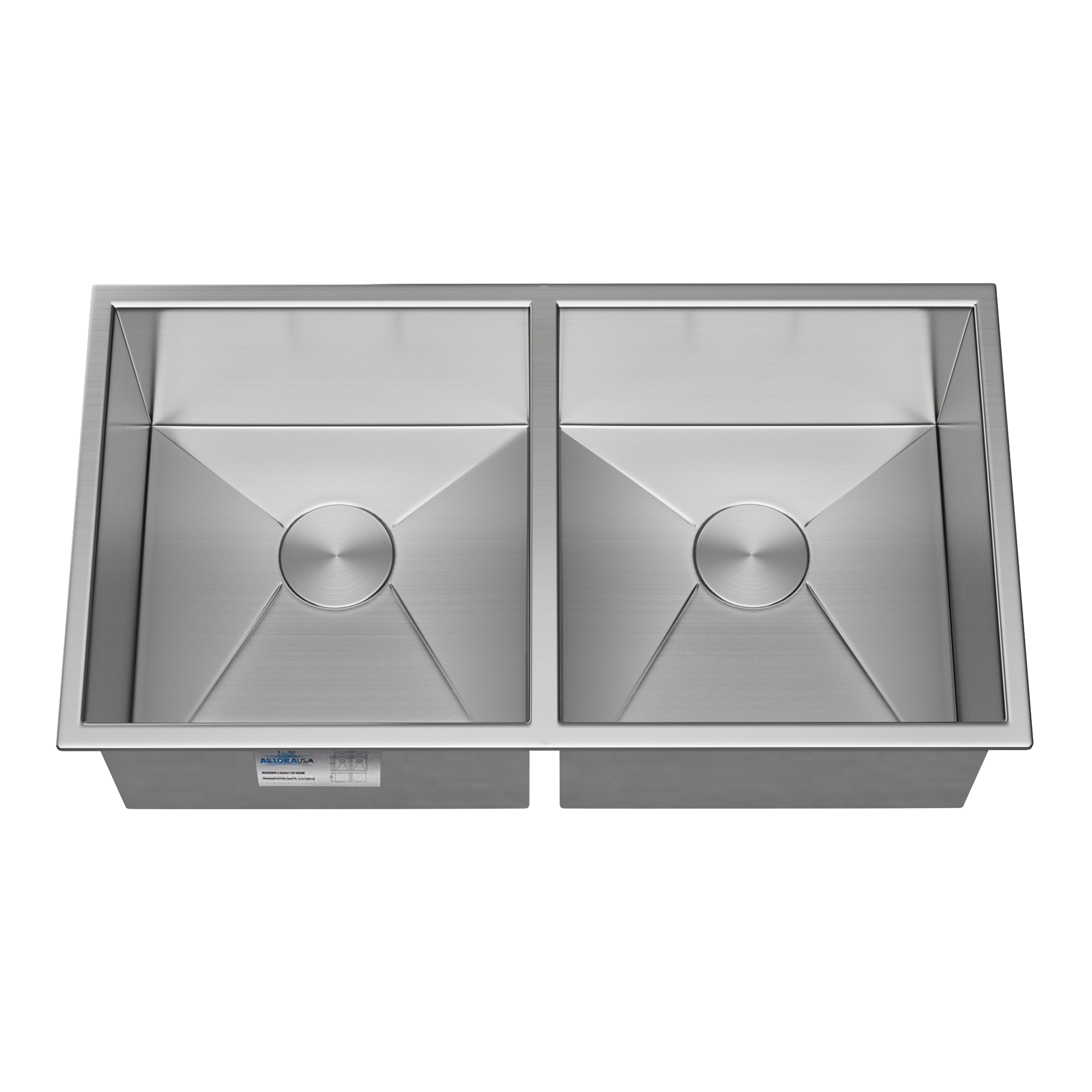 33" Extra Large Zero Radius Undermount Double Bowl Stainless Steel Kitchen Sink, KH-3318-9-D-R0