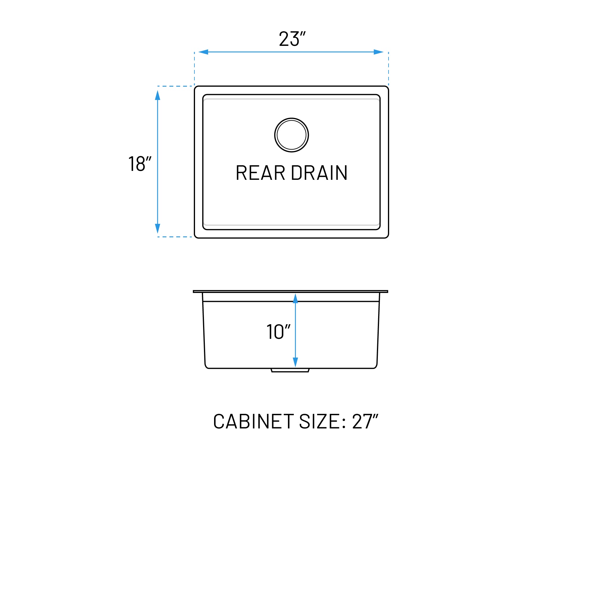 23" Compact Workstation Undermount Stainless Steel Kitchen Sink, KHWS-2318-10-S-R15
