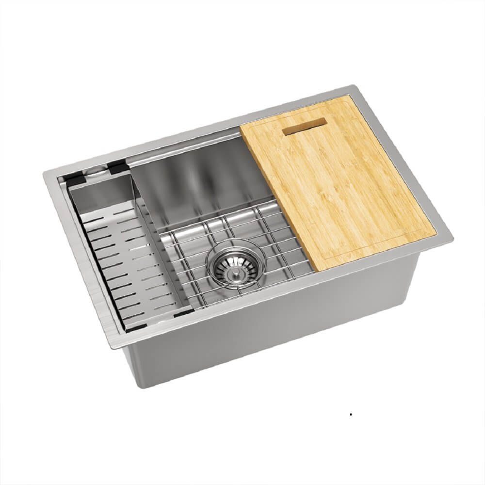 27" Workstation Undermount Stainless Steel Kitchen Sink with Accessories, KHWS-2718-10-S-R15