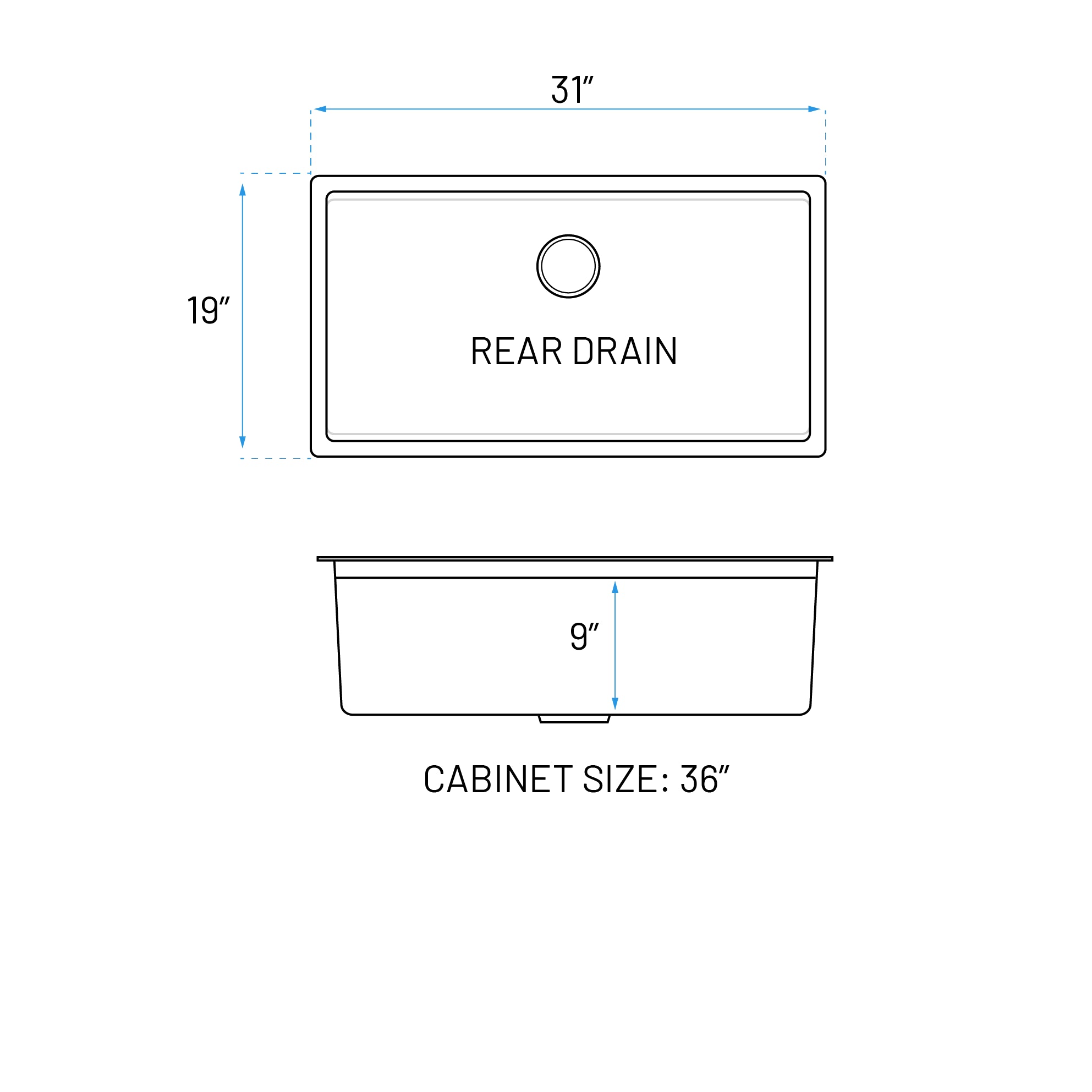 31" Workstation Single Bowl Undermount Kitchen Sink with Accessories, KHWS-3119-9-S-R20