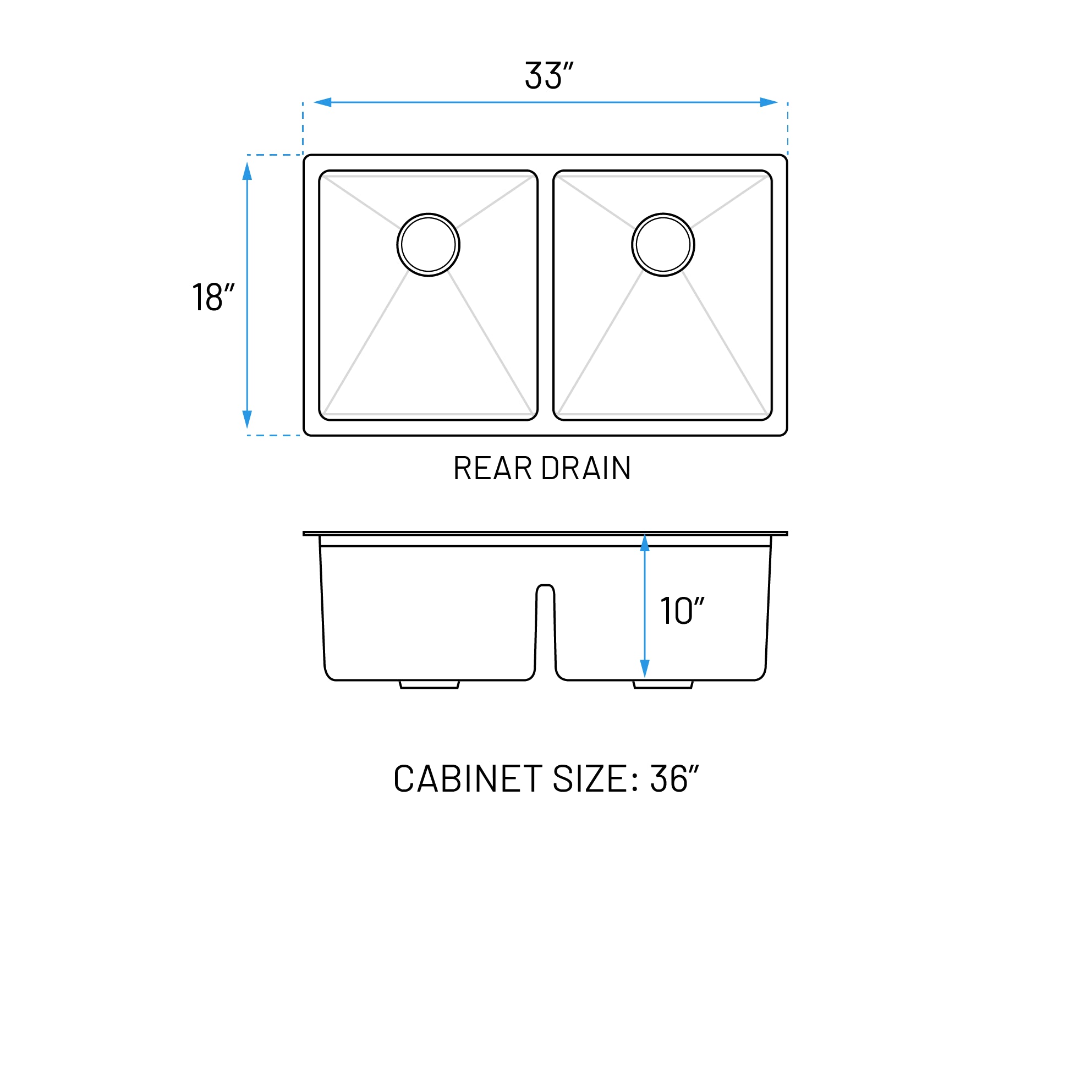 33" Workstation Double Bowl Undermount Kitchen Sink with Accessories, KHWS-3318-10-D-R15