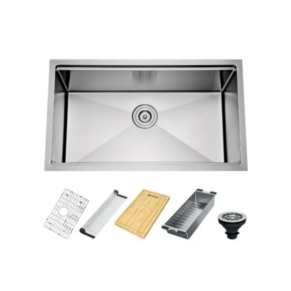 31" Workstation Single Bowl Undermount Kitchen Sink with Accessories, KHWS-3119-9-S-R20
