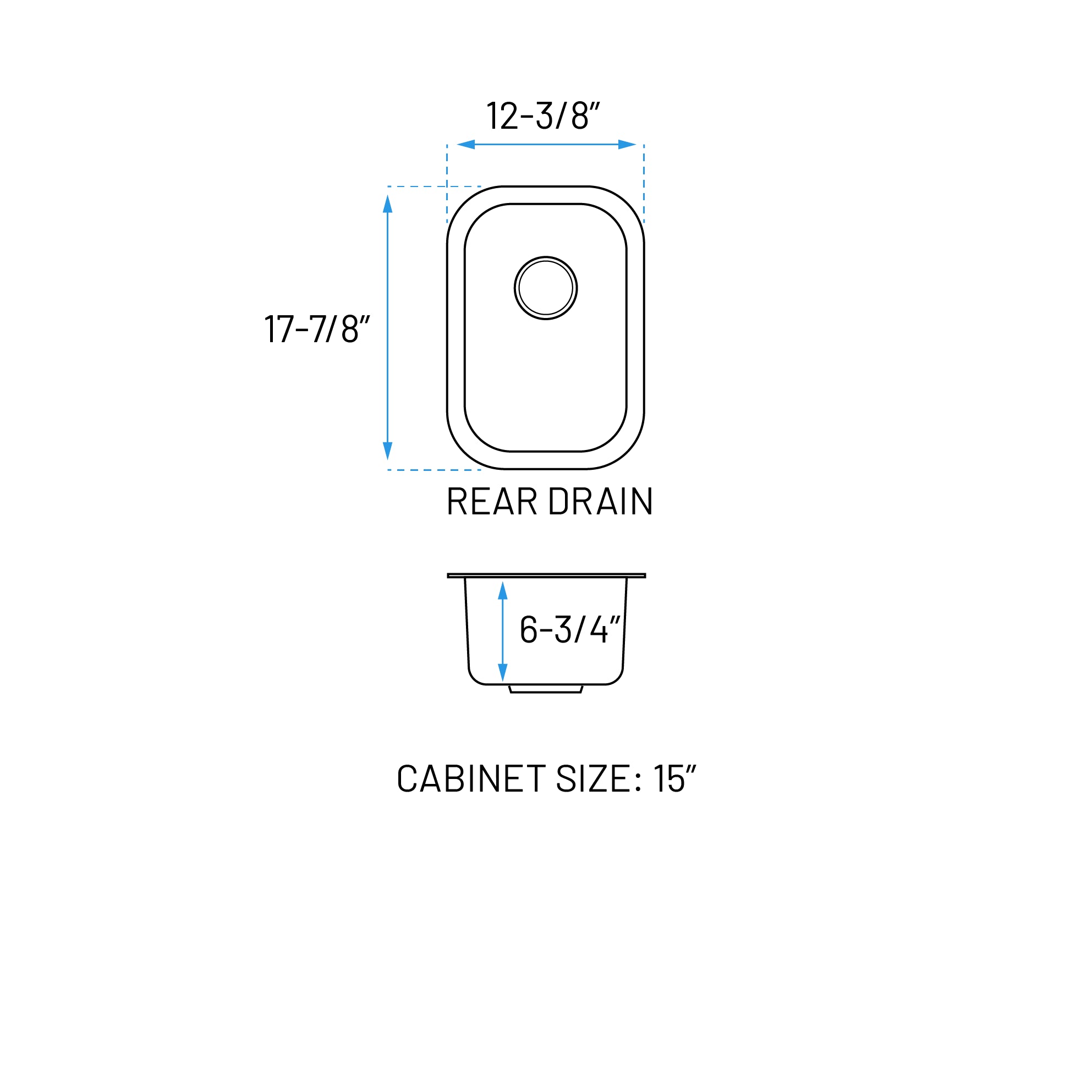 12" Undermount Stainless Steel Single Bowl Bar and RV Sink, KSN-1218-8-S