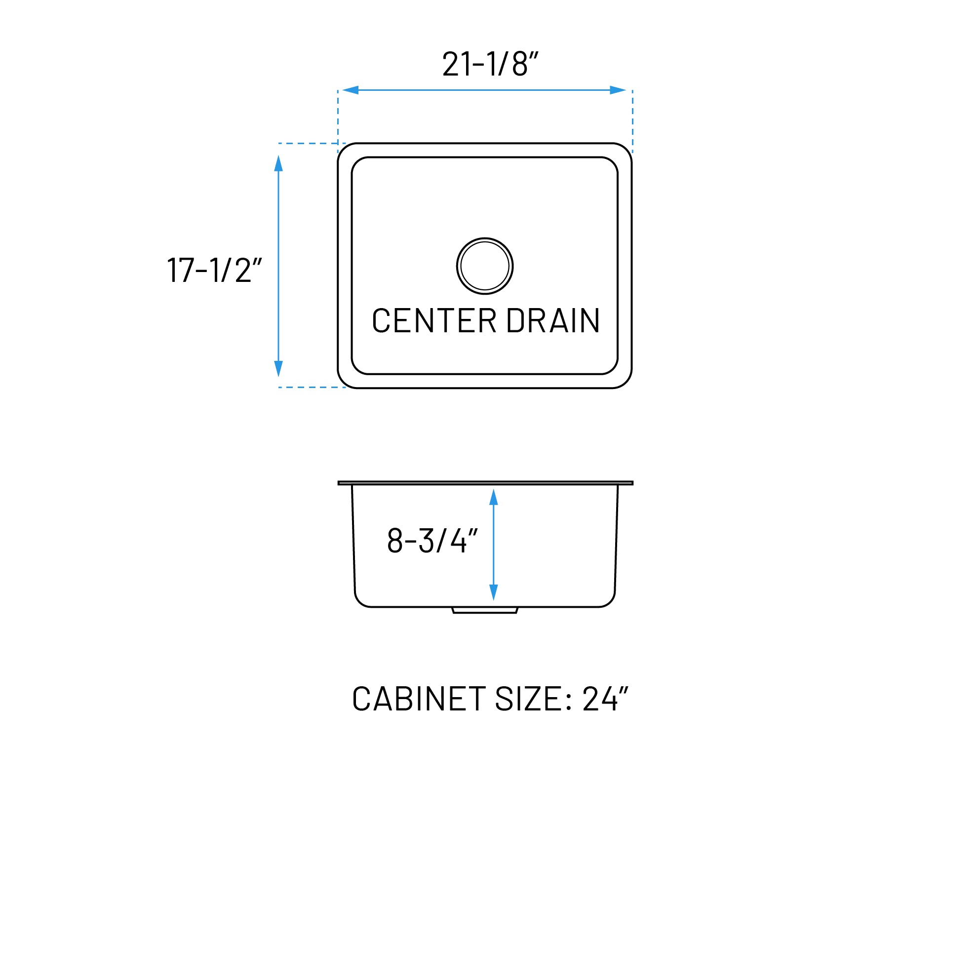 21" Compact Undermount Stainless Steel Bar, RV and Kitchen Sink, KSN-2117-9-S-R25