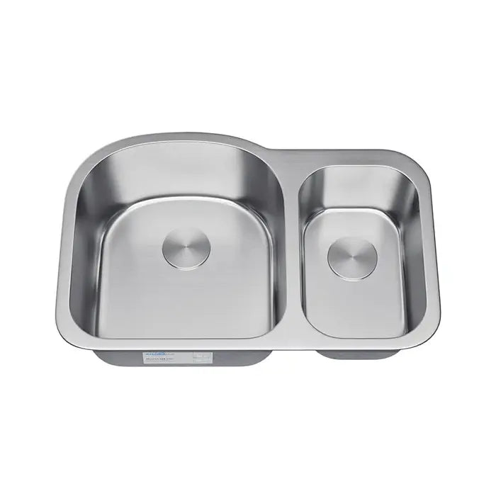 31" Undermount 70/30 Offset Double Bowl Stainless Steel Kitchen Sink, KSN-2131-9-D