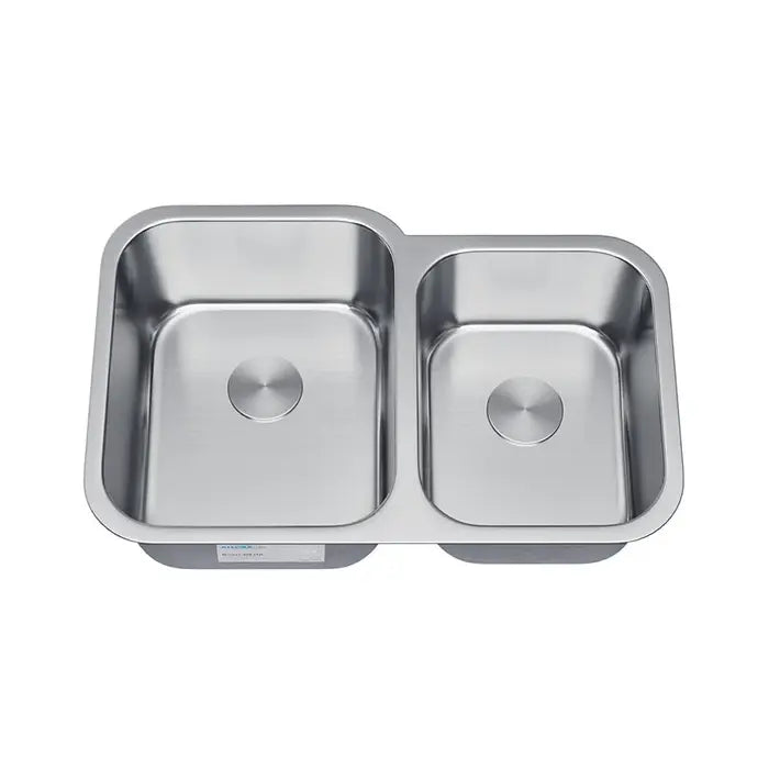 32" Undermount Offset 60/40 Double Bowl Stainless Steel Kitchen Sink, KSN-2132-9-D