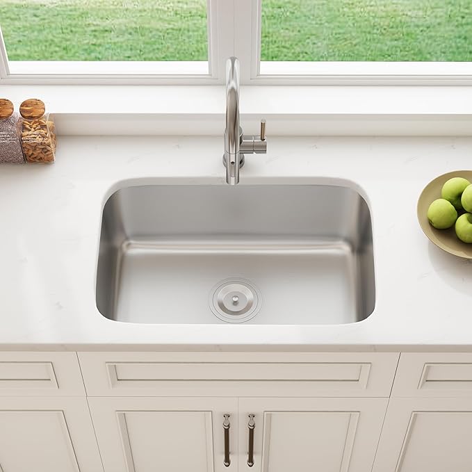 27" Undermount Stainless Steel Single Bowl Kitchen Sink, KSN-2718-9-S