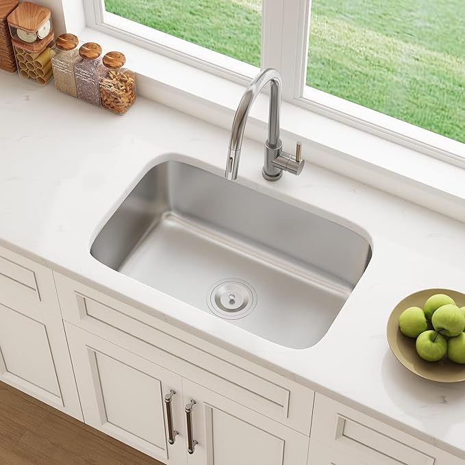 27" Undermount Stainless Steel Single Bowl Kitchen Sink, KSN-2718-9-S