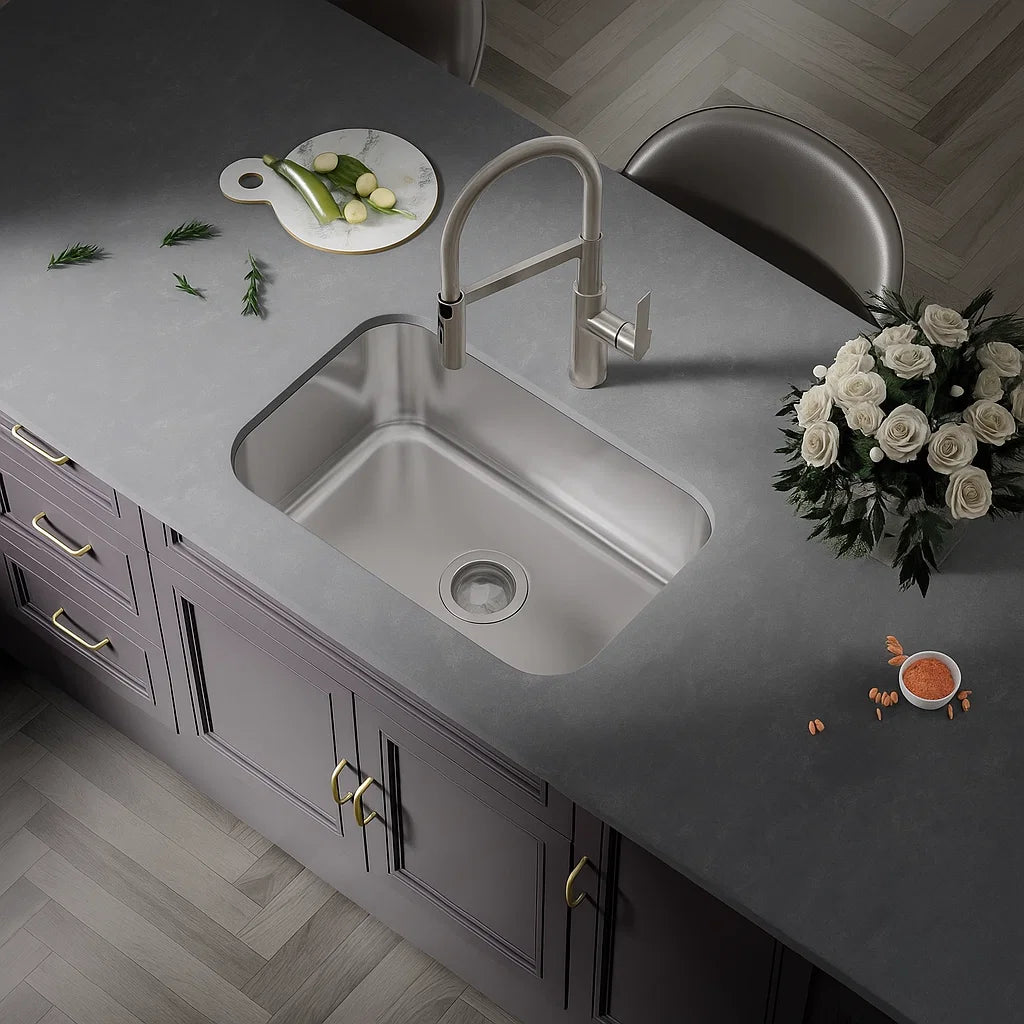 30" Undermount Shallow Stainless Steel Kitchen Sink - 7-inch Depth, KSN-3018-7-S