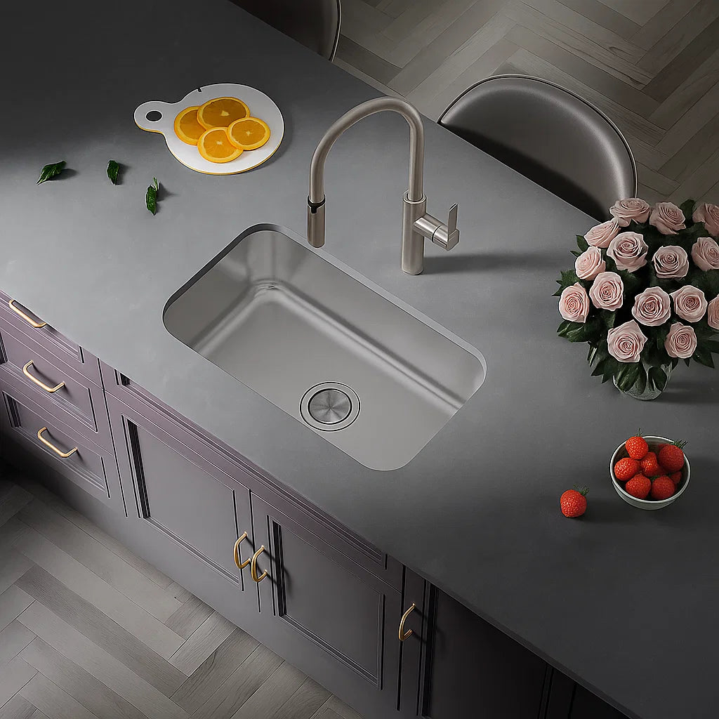 30" Undermount Shallow Stainless Steel Kitchen Sink - 7-inch Depth, KSN-3018-7-S