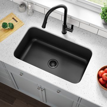 30" Undermount Gunmetal Stainless Steel Single Bowl Kitchen Sink, KSN-3018-9-S-GM