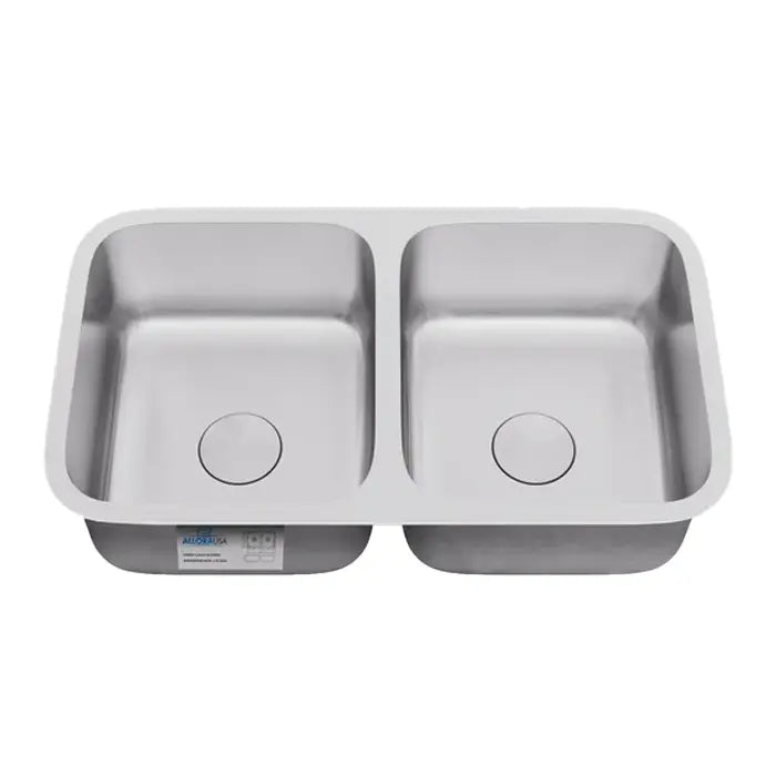 31" Undermount 16-Gauge Double Bowl Stainless Steel Kitchen Sink, KSN-3118-9-D-16
