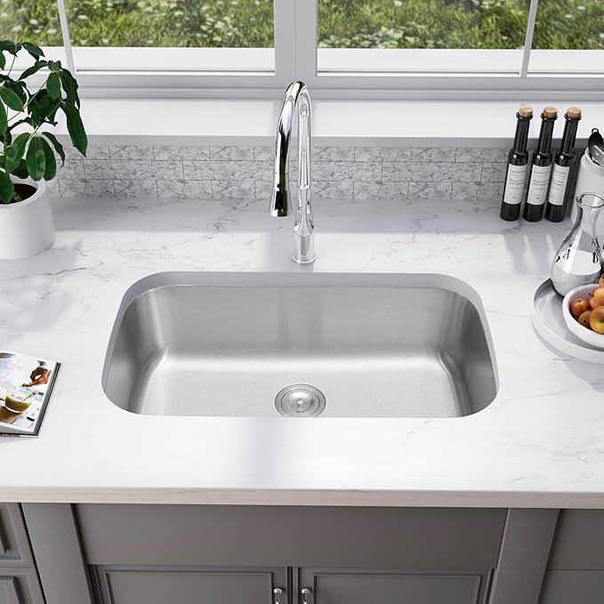 32" Extra-Large Undermount Stainless Steel Single Bowl Kitchen Sink, KSN-3218-9-S
