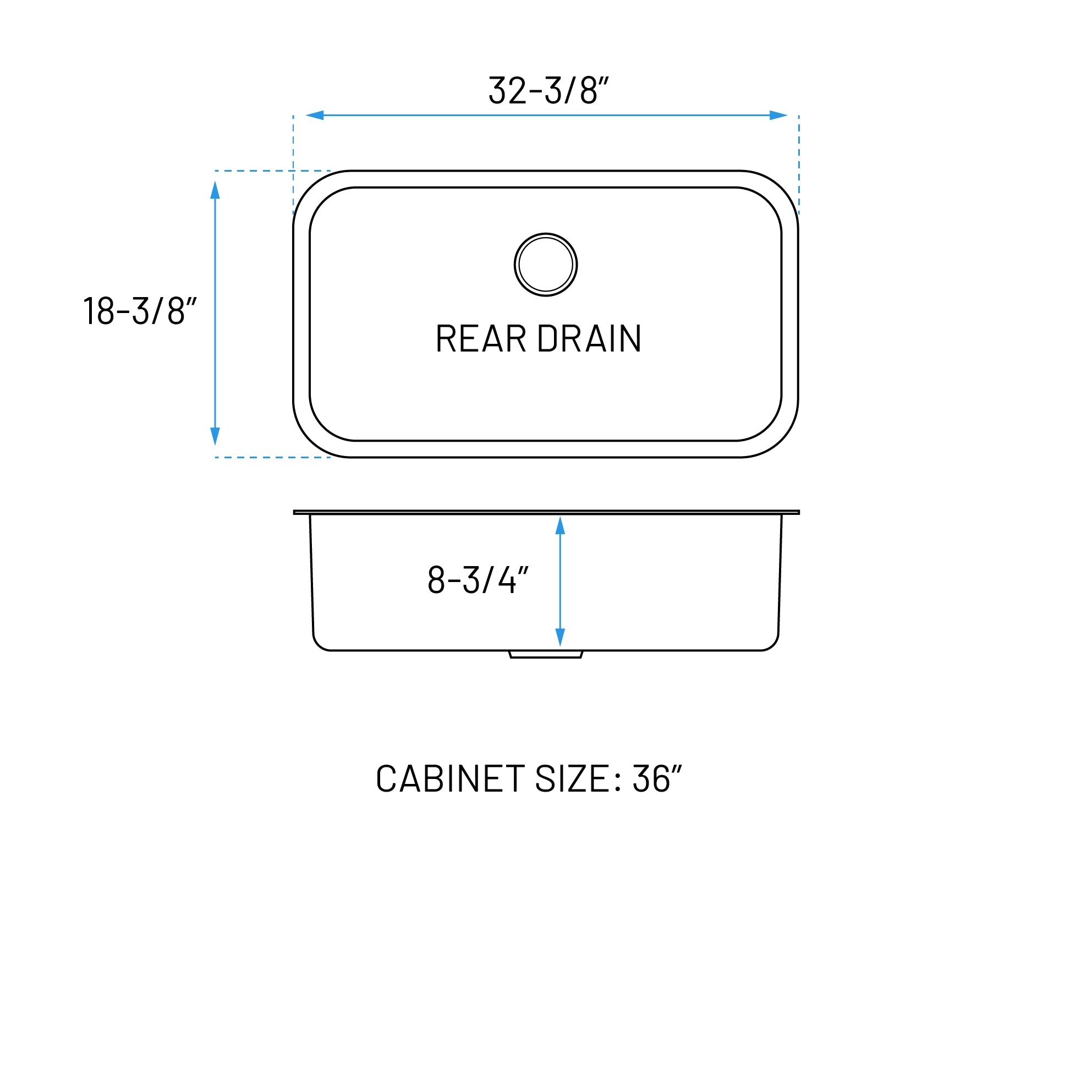 32" Extra-Large Undermount Stainless Steel Single Bowl Kitchen Sink, KSN-3218-9-S