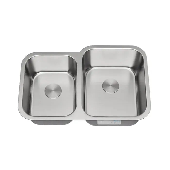32" Undermount 40/60 Offset Double Bowl Stainless Steel Kitchen Sink, KSN-3221R-9-D