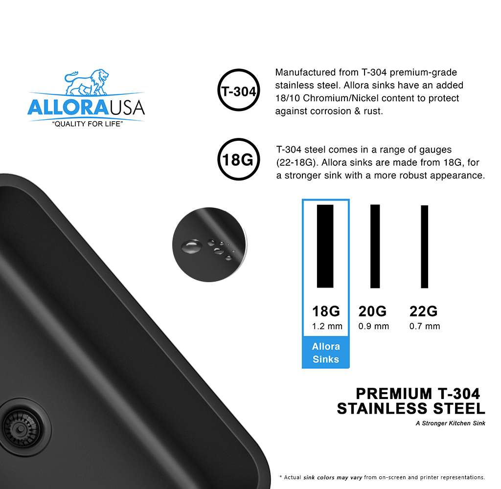 30" Undermount Gunmetal Stainless Steel Single Bowl Kitchen Sink, KSN-3018-9-S-GM