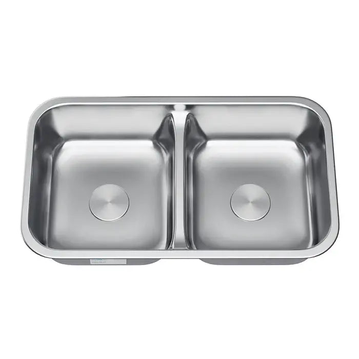32" Undermount Low Divide 50/50 Double Bowl Stainless Steel Kitchen Sink, LD-3218
