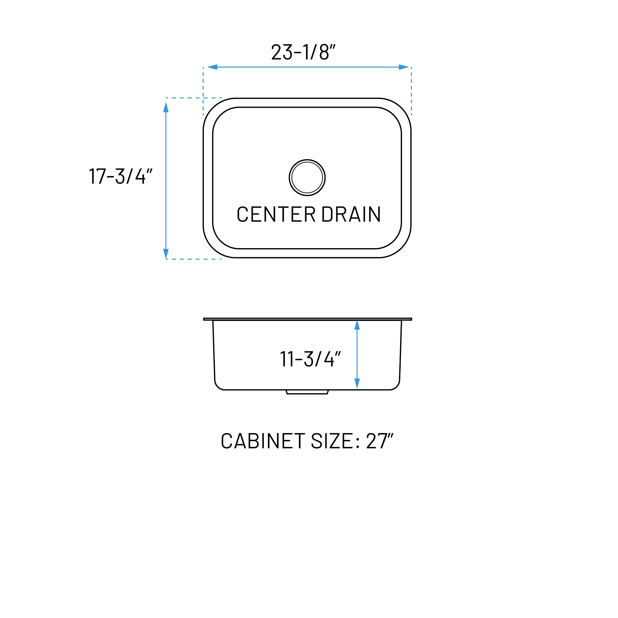 23" Stainless Steel Deep Undermount Laundry Sink, LS-2318-12-S