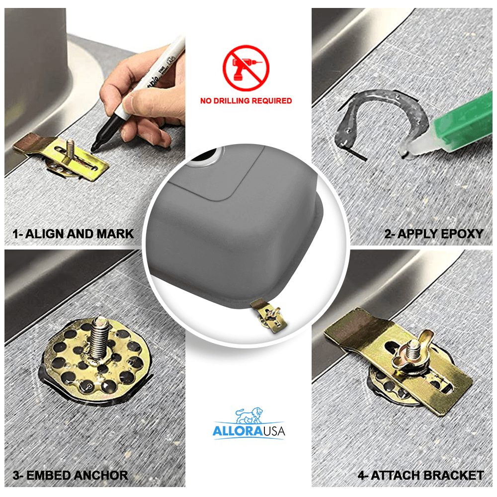 Kitchen and Bath No-Drill Undermount Sink Installation Clips - 100-Set Bulk Pack, AL6-09100