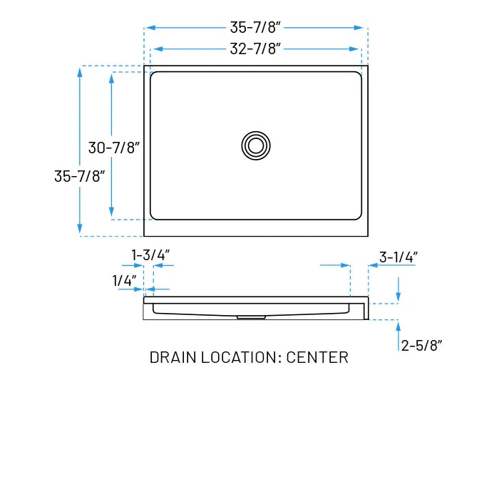 36" x 36" Square Acrylic Shower Base, SP-3636-10