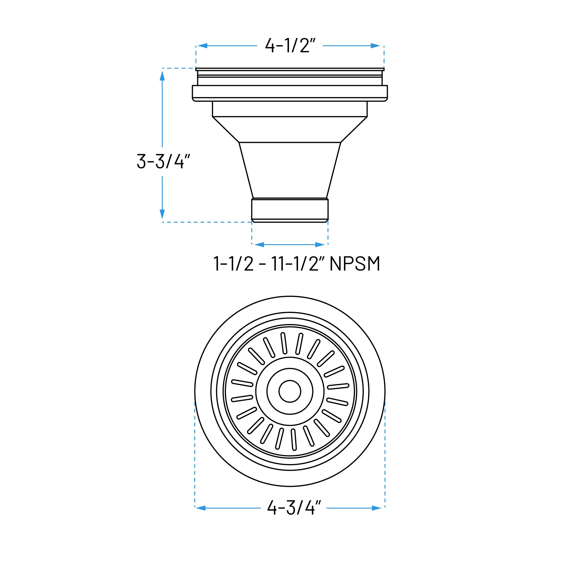 Stainless Steel Basket Strainer for 3-1/2" Kitchen Sink Drains, SR-220