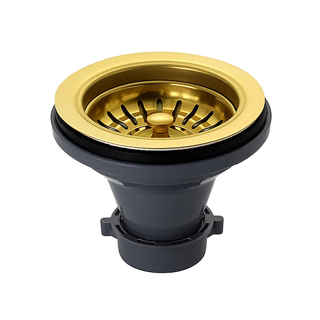 Brushed Gold Basket Strainer Set for 3-1/2" Drain Openings, SR-330-GL