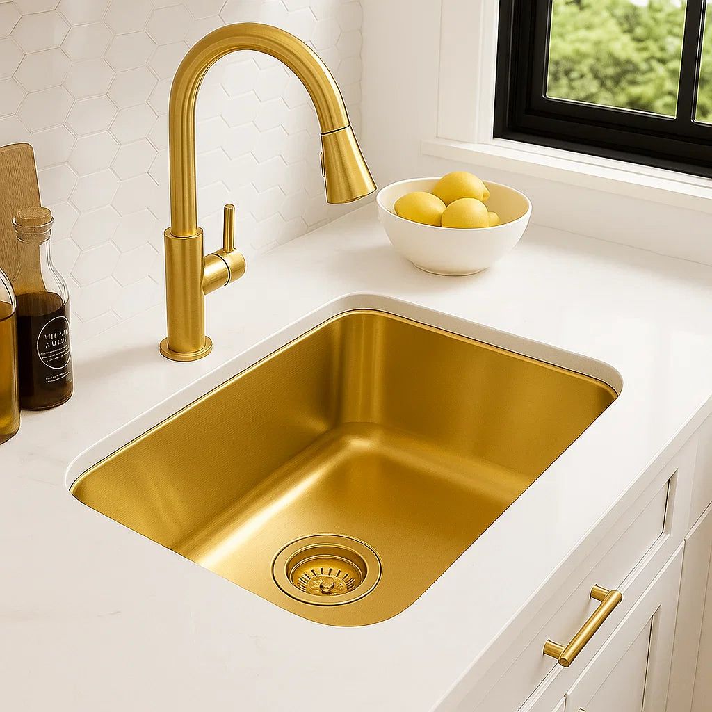 Brushed Gold Basket Strainer Set for 3-1/2" Drain Openings, SR-330-GL