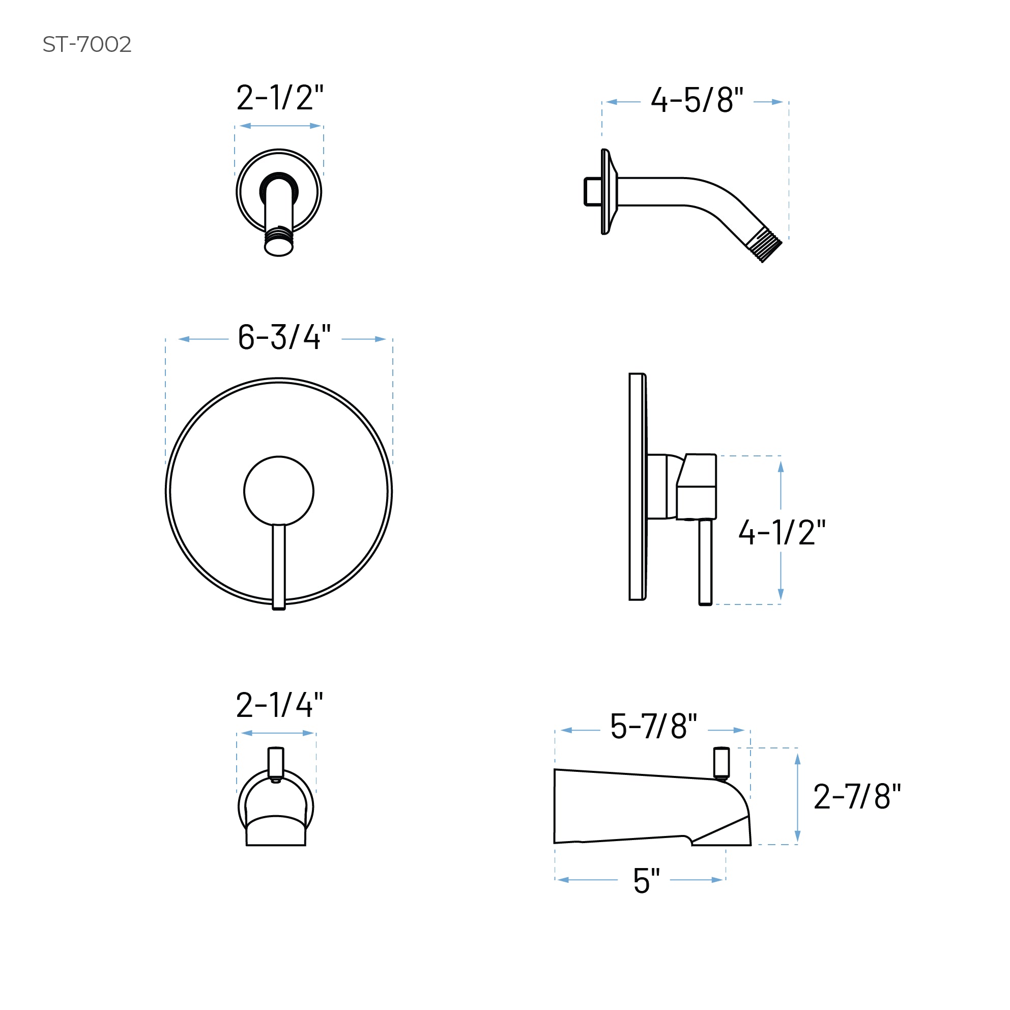 Serenica Chrome Single Handle Tub and Shower Faucet Trim Kit with Shower Head, ST-7002-SH-C