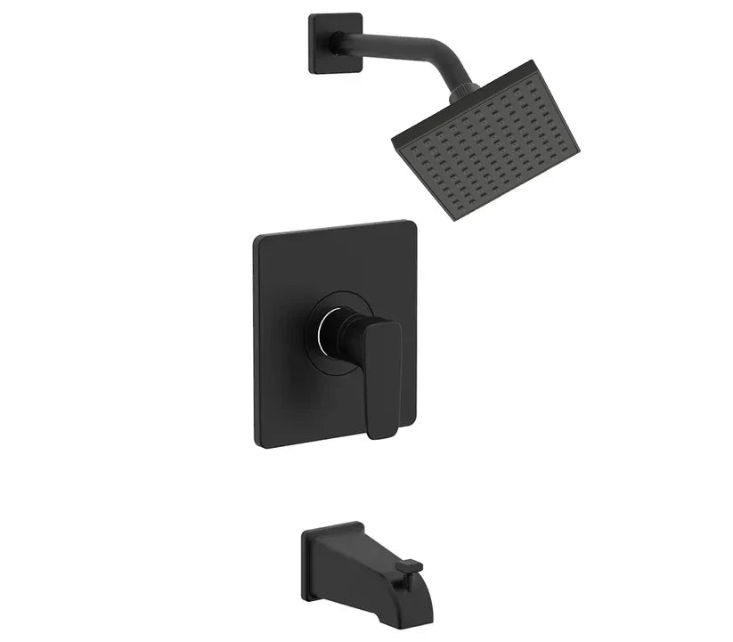 Rainvera Matte Black Tub and Shower Faucet Trim Kit with Shower Head, ST-7004-SH-BL