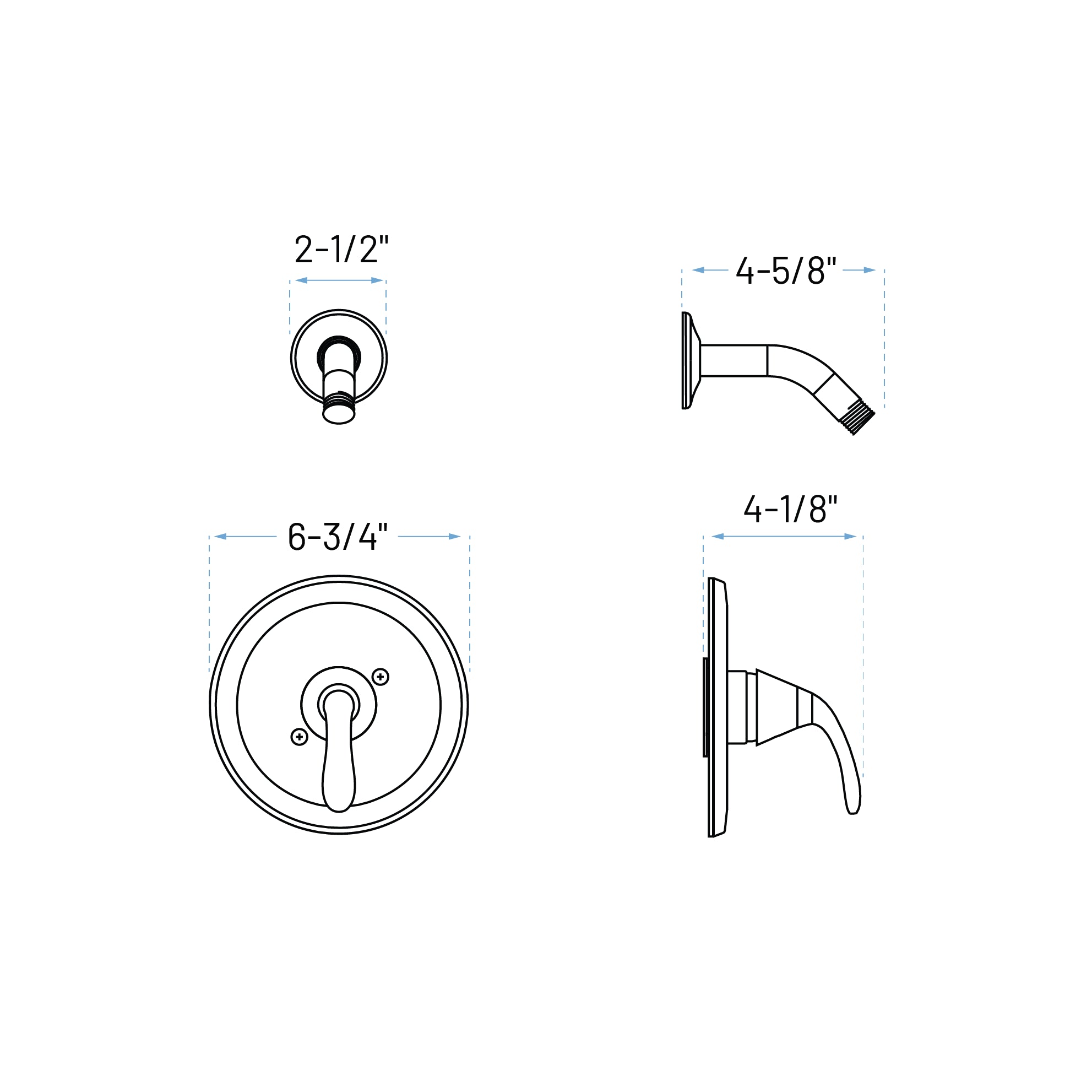 Velora Matte Black Single Handle Shower Faucet Trim Kit with Shower Head, ST-7011-SH-BL